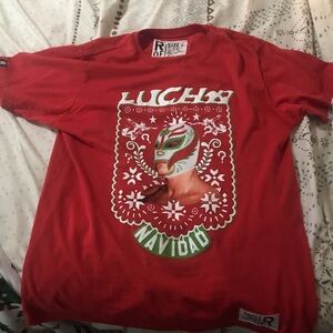 Rey mysterio roots of fight tee shirt. Never worn. Red. Size large.